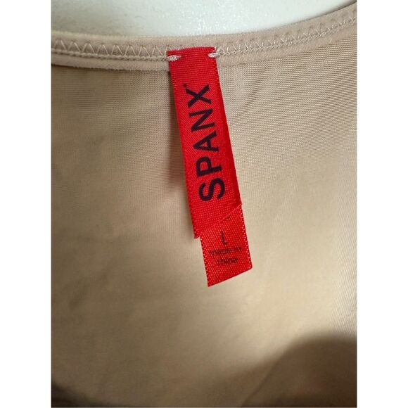SPANX Open-Bust Mid-Thigh Bodysuit Beige Large Shapewear - Picture 2 of 3